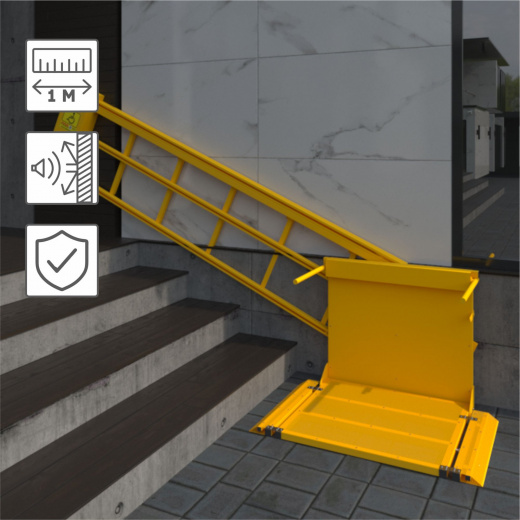 Наклонный подъемник для инвалидов по ТУ НПМ-01, с увеличеной длиной на 1000 мм , с индивидуальным порошковым окрашиванием, с шумоизоляцией моторного отсека, с ловителем до 9 метров